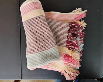 Mary McFadden wool throw in Coastal colors