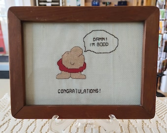 Damn! I'm Good Congratulations! Ziggy Cartoon Framed Cross Stitch B1.28