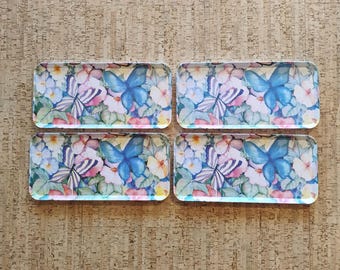 Made in Italy Vintage Keller-Charles Philadelphia PA Butterfly 4 Piece Canape Tray Set