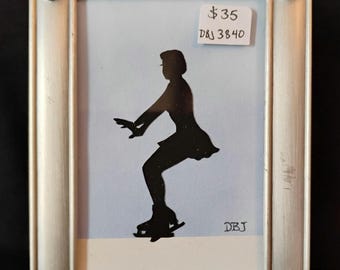 Figure Skater Silhouette by David Jenkins DBJ3840 framed original art