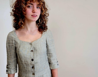 49 AV Junko Shimada Japanese monogrammed linen dress DB.4