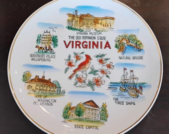 Virginia the Old Dominion State Vintage Souvenir Plate W1.161
