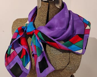 Purple graphic Echo Square Scarf
