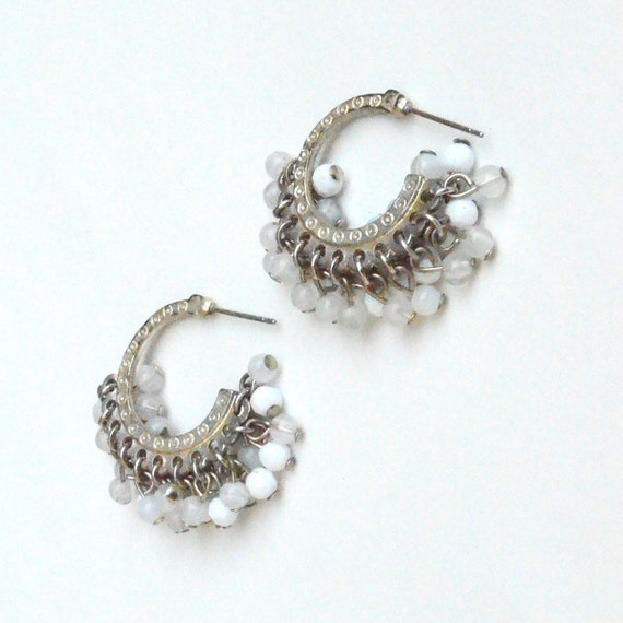 Gray and White Cha-Cha post earrings - image 1