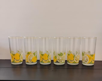 Set of 6 Vintage Lemon Glasses TWSBW-49