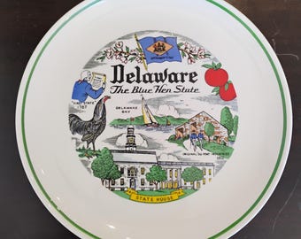 Delaware the Blue Hen State Vintage Souvenir Plate W1.183