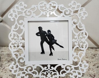 Figure Skating Duo Silhouette by David Jenkins DBJ3815 framed original art