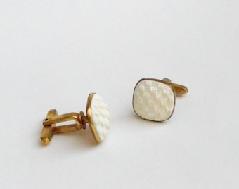 Hickok White Woven Pattern Cufflinks