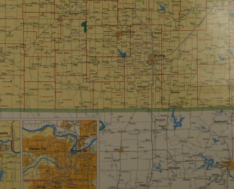 SALE WAS 45 Vintage Rand McNally Kansas Classroom Wall Map ...