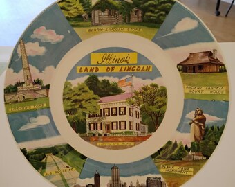 Illinois Land of Lincoln Souvenir Plate W1.9