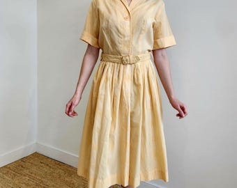 Golden yellow damask shirt waist dress DB2
