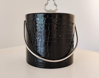 Vintage Irvineare Mid Century Black Reptile Ice Bucket TWSBW-34