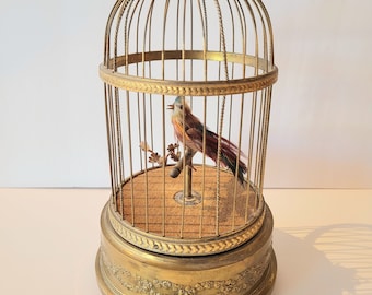 Antique French Brass Singing Bird Music Box