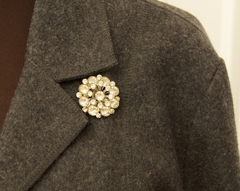 Vintage Dimensional Rhinestone Brooch Pin