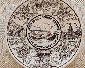 New River Gorge Bridge Fayette County West Virginia Souvenir Plate W1.144