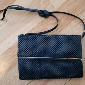 Vintage Whiting & Davis Navy mesh clutch with strap