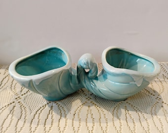 Aqua Blue Double Vintage Planter