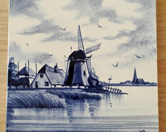 Holland Blue and White Dutch Windmill Trivet