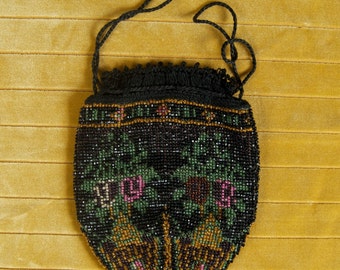 SALE WAS 120 Fabulous Beaded Pouch with Floral Motif