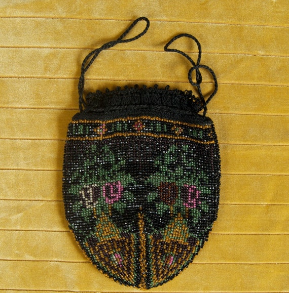 SALE WAS 120 Fabulous Beaded Pouch with Floral Mot