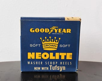 1 Pair Vintage Goodyear Neolite Washer Scoop Heels Women's 9 White Dead Stock