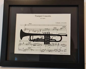 Trumpet Concerto in B Major Silhouette by David Jenkins DBJ framed original art