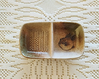 Vintage Japanese Fugu Pufferfish Stoneware Condiment Grater