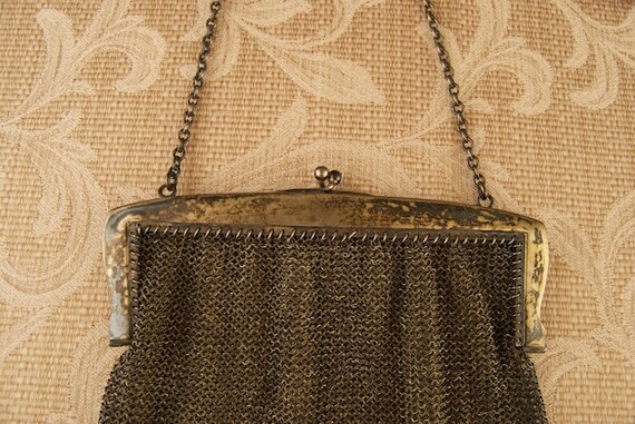 Antique Sterling Silver Mesh Handbag Purse - image 4