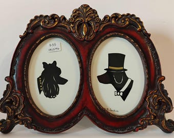 Mr. and Mrs. Sirpuppington lll silhouette by David Jenkins DBJ3096 framed original art