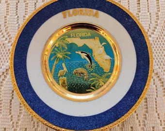 Florida Chokin Gilded Souvenir Plate W1.149