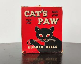 Vintage Dead Stock Cat's Paw Rubber Heels 12-13 Brown Half