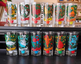 12 Days of Christmas Vintage Drinking Glasses