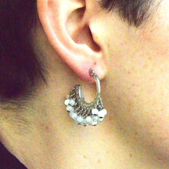 Gray and White Cha-Cha post earrings - image 4