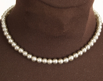 Vintage Gray Glass Pearl Choker