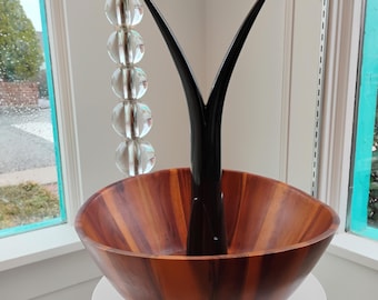 1970s Acacia Wood Fruit Bowl