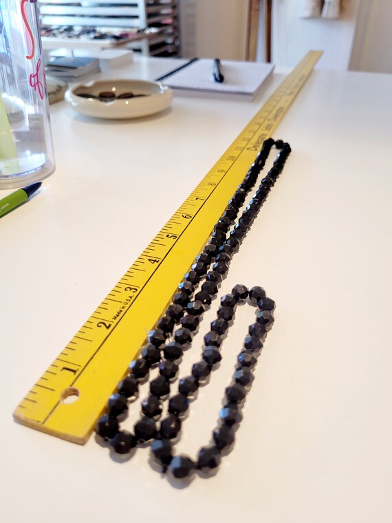 Imitation Jet Black Faceted Bead Necklace and Bra… - image 4