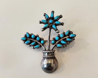Vintage Zuni Sterling Silver Brooch TWS3