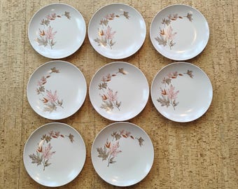 Beverly Melmac by Prolon Autumn Leaf Set of 8 Vintage Plates