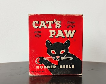 Vintage Dead Stock Cat's Paw Neoprene Rubber Heels 12-13 Black Whole