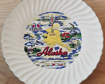 Alaska the 49th State Souvenir Plate W1.68