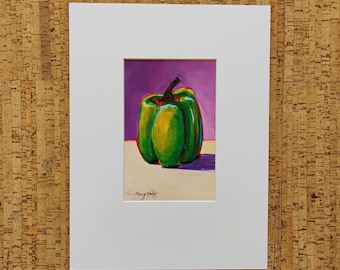 Marge Holtz Green Pepper #103 Original Acrylic on Paper