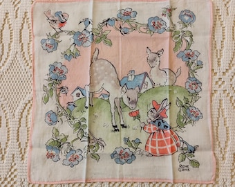 Rene Cloke Children's Storybook Themed Vintage Handkerchief B1.15