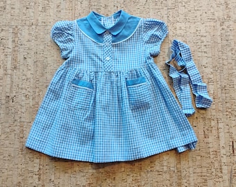 Blue and White Gingham Baby Dress