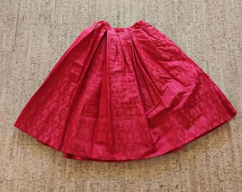 Vintage Red Leaf Pattern Pleated Skirt
