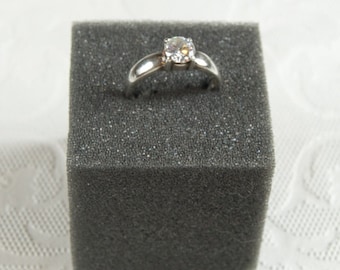 SALE WAS 55 Sterling Silver CZ Solitaire Ring