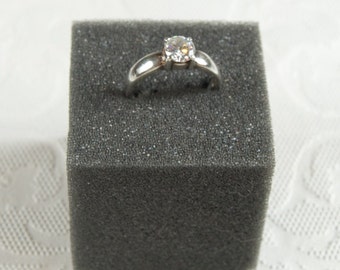 SALE WAS 55 Sterling Silver CZ Solitaire Ring