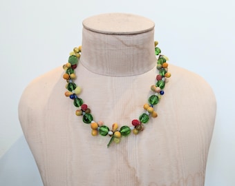 Vintage Venetian Glass Leaf and Fruit Collar Necklace