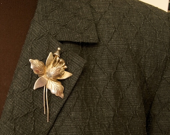 Vintage Sterling Flower Brooch