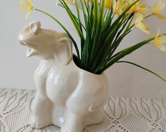 Happy Elephant Vintage Ceramic Planter