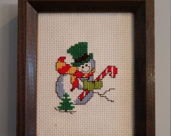 Sassy Snowman Counted Cross Stitch, Christmas, Holiday